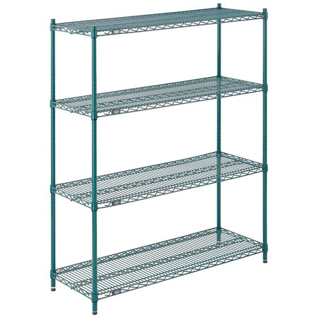 Nexel Wire Shelving, Green Epoxy, 54W X 18D X 63H 18546G